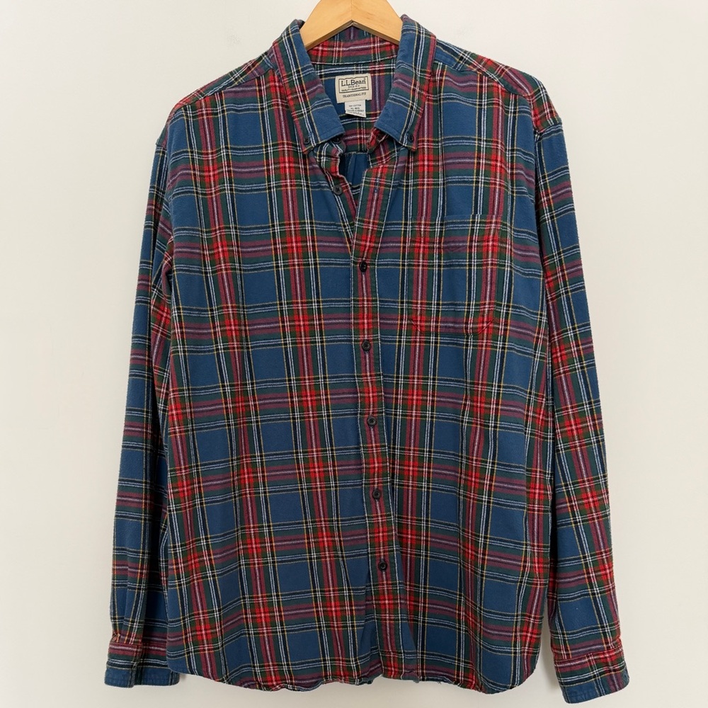 L.L.Bean Men’s Blue and Red Plaid Men's Shirt